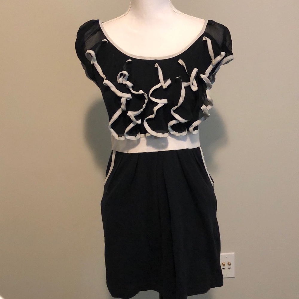 Black dress with ruffle top